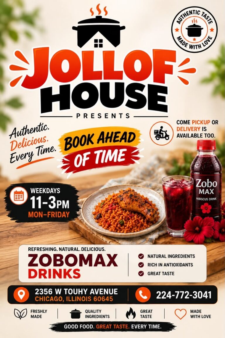 Jollof House weekday pickup and delivery special flyer